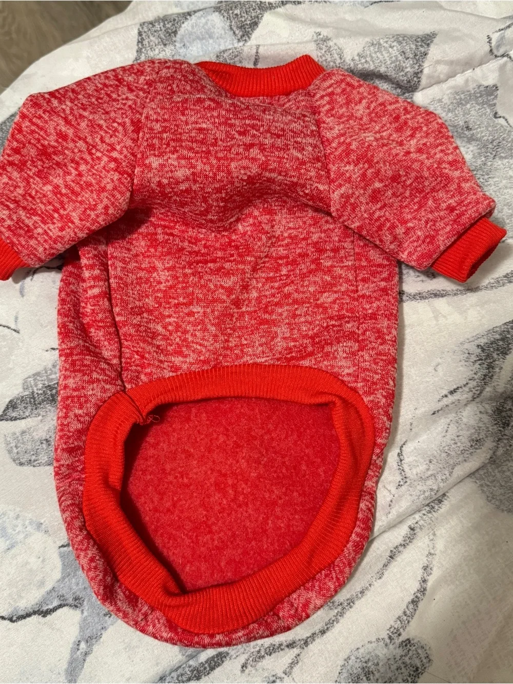 Classic Red Marled Dog Jumper with Rib Trim
